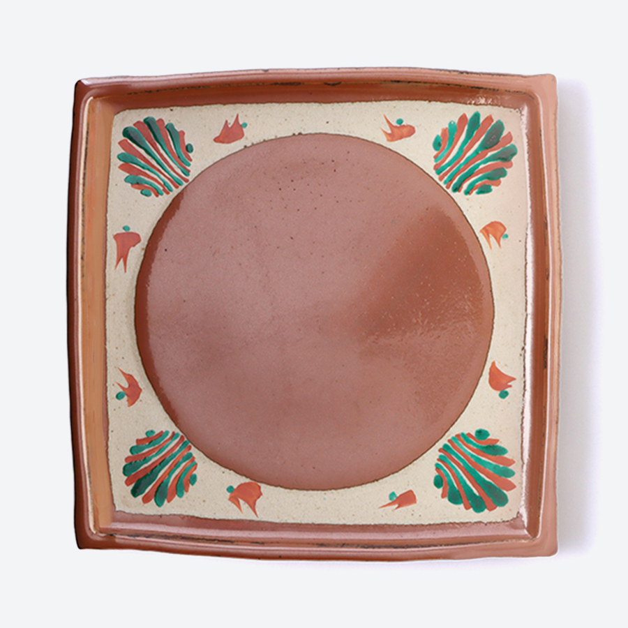 濱田友緒＞濱田窯 柿釉赤絵角皿 | 栃木県益子町 | 三越伊勢丹ふるさと納税